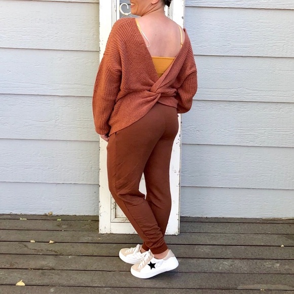 New! Comfy Copper Brown Lounge Wear Sweat Pant - Picture 6 of 13
